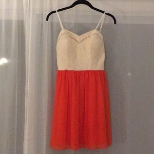 Cream and orange dress